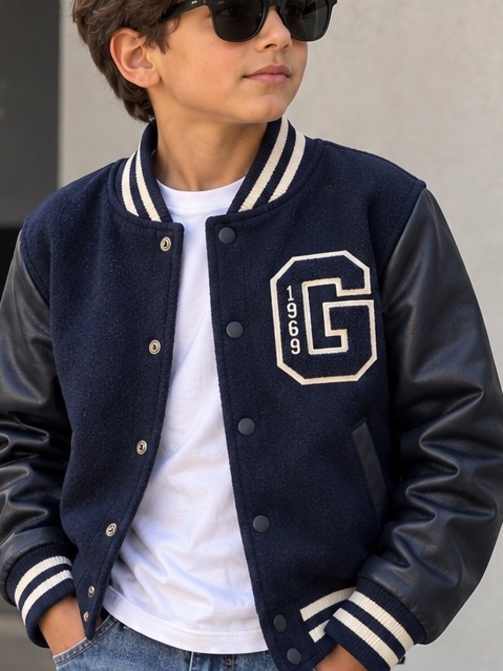 GAP Navy Letterman Bomber Jacket for Kids